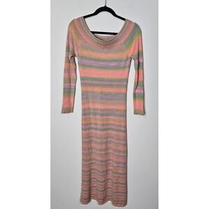 Daily Practice Anthropologie Rainbow Stripe Ribbed Sweater‎ Midi Dress Pastel M
